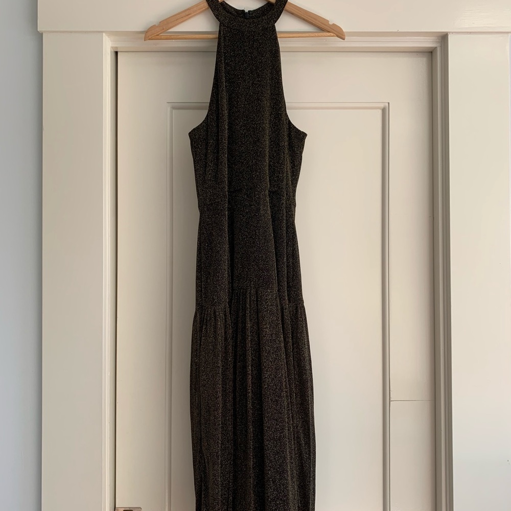 Gold and black halter evening dress size 6